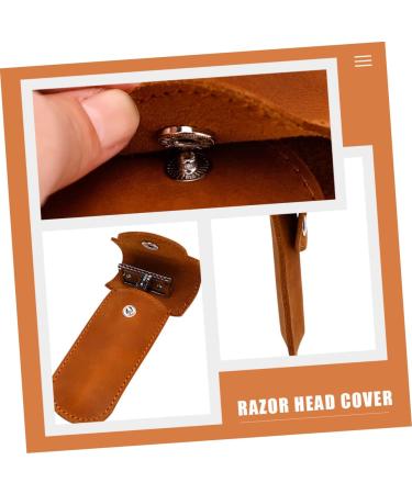 Minkissy 2-Piece Razor Case Handbag Organizer for Men - Leather Holster & Storage Cover in Light Brown - Perfect Shaving Accessory - Buy Online on GoSupps.com
