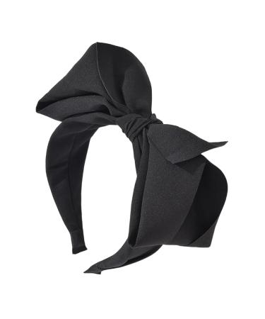 JINBUYAO Red Bow Headband For Women Black Knot Hair Bands Big Bowknot Hair Hoop Knotted Wide Turban Headbands Hair Band Bows Hair Accessories(Black)