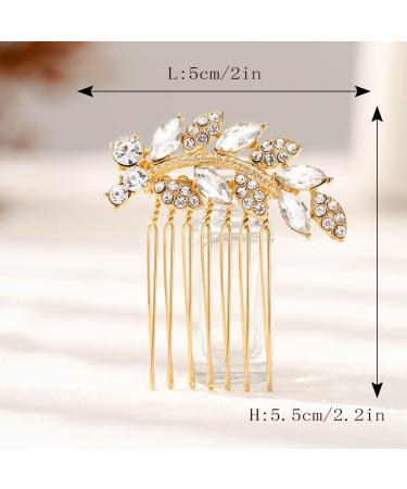 Foyte Crystal Bride Wedding Hair Comb - Gold Leaf Bridal Headpiece for Women and Girls - Buy Online on GoSupps.com