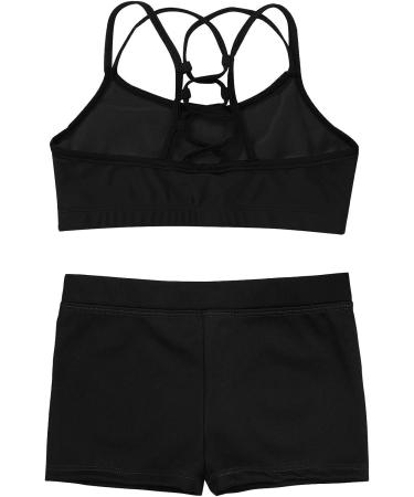 CHICTRY Girls' 2 Piece Activewear Set - Strappy Sport Bra & Booty Short for Dance & Gymnastics, Black 11-12 Years - Buy Online on GoSupps.com