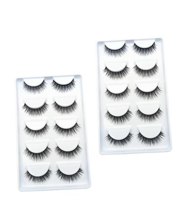 minkissy 10 Pairs Fake Eyelashes 5d Magnetic Eyelashes Reusable Flase Lash Cosplay Lashes Short Fake Eye Lashes Stick on Eyelashes False Lashes Faux Lashes Miss Chemical Fiber Natural