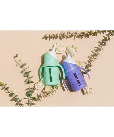 Glass Sippy Cup Set for Toddlers - 5oz - Spill-Proof Silicone Straw - Mint Green & Indigo Purple - BPA-Free - Buy Online on GoSupps.com