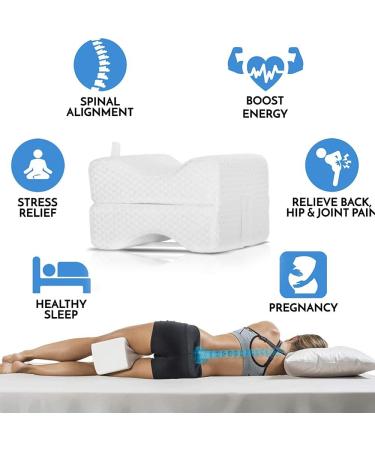 Adjustable Memory Foam Leg & Knee Pillow for Orthopedic Pain Relief - Sciatica, Back, Spine, Leg, Hip & Joint Support - Washable Cover - Buy Online on GoSupps.com