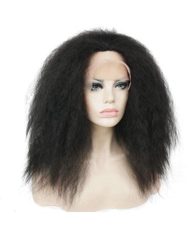 SHIYID Lace Front Wig Wigs Hairpieces Kinky Straight Black Synthetic Wig