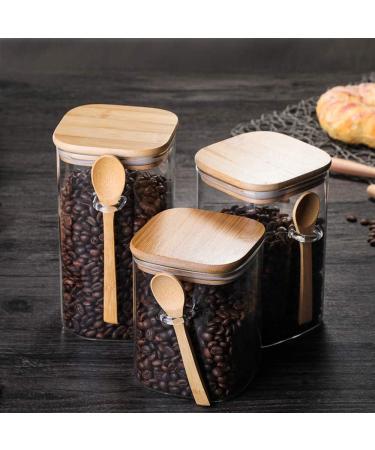 Storage Sealed Coffee Cans With High Borosilicate Glass + Bamboo and Wood Fresh-keeping Sealed Cans for Easy Storage and Anti-flavor Tea and Coffee Beans Cans Home Kitchen (Wood Color) - Buy Online on GoSupps.com