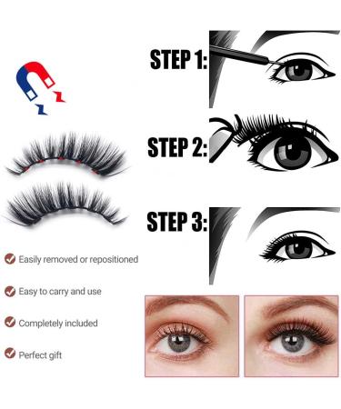 Magnetic Eyeliner and Lashes Magnetic Eyeliner Kit Natural Full Eye Magnet Eyelashes 5 Magnets Ultra-thin Reusable with Stainless Steel Tweezers (5 pairs) (Black) - Buy Online on GoSupps.com