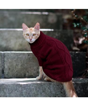 Buy Breathable Fat Dog Sweater for Christmas - Turtleneck Knitted Pet Clothing for French Bulldogs & Chihuahuas - Warm Burgundy XL Outfits - Buy Online on GoSupps.com