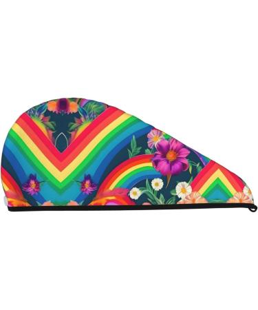 Rainbow Flowers Coral Velvet Dry Hair Cap with Buttons - Anti Frizz for Curly Long & Thick Hair - Black | International Shipping Available - Buy Online on GoSupps.com