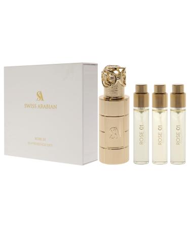 Swiss Arabian Rose 01 Giftset - Arabian Perfumes for Women and Men - Long Lasting Perfume - Floral Rose Vanilla Perfume - 3 Bottles with Case - 4 pc - Buy Online on GoSupps.com