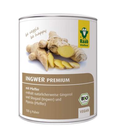 Raab Vitalfood Bio Ginger powder Premium with pepper vegan contains gingerol naturally laboratory test in Germany 100 g 3696