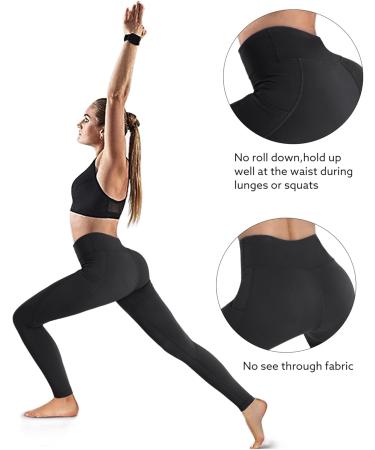 OUGES Women's High Waist Sports Leggings - Opaque Yoga Pants with Pockets | Black Gym Wear for Fitness & Exercise - Buy Online on GoSupps.com