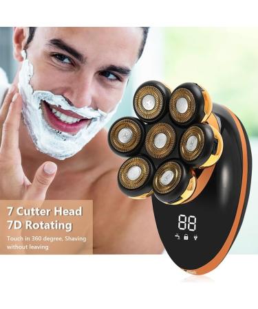 5 in 1 Rechargeable Bald Head Shaver Kit for Men - 7D Electric Razor with USB & LED Display - Golden Beard Ear Nose Hair Trimmer - Buy Online on GoSupps.com