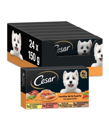 Cesar wet feed for dogs recipes from the vegetable garden in pate and jelly multipack (6 x 4 cups x 150 g) recipes from the vegetable garden with a side dish 150 g (Paquete de 24)