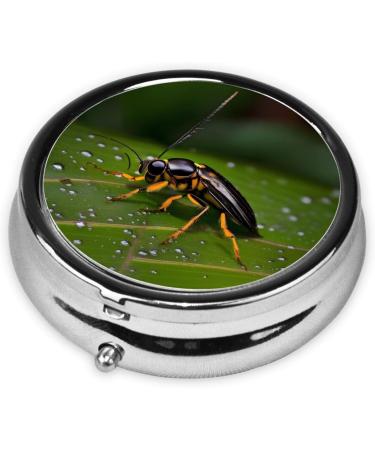 Shop Insects On Leaves Round Pill Box - 3 Compartment Organizer | Portable Travel Solution for International Shipping - Buy Online on GoSupps.com