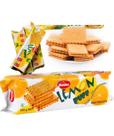 Munchee Lemon puff biscuits Lemon flavoured cream Sugar sprinkled Golden Biscuits Sri Lankan Origin 200g (LEMON PUFF PACK OF 6) LEMON PUFF PACK OF 6 - Buy Online on GoSupps.com