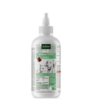 AniForte mite -stop powder for dogs cats and small animals 50 g - effective defense diatomic earth & pebble gur against insects parasites & vermin mite powder without chemistry