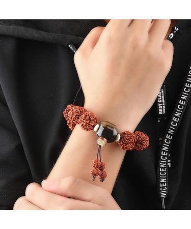 Trendy Wood Beads Elastic Natural Stone Bracelet | Men's Prayer & Stretch Bracelets | Handcrafted Buddhist Jewelry - Buy Online on GoSupps.com
