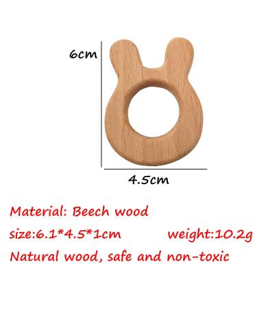 Organic Wooden Animal Shape Teether - Handmade Beech Wood, Natural and Unfinished - Perfect DIY Shower Gift (Rabbit) - Buy Online on GoSupps.com
