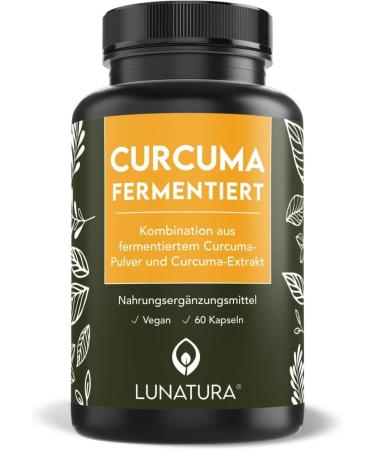 Lunatura fermented curcuma capsules-with natural curcuma extract and fermented curcuma powder from the curcuma root-60 capsules 60 pieces (1 Pack)