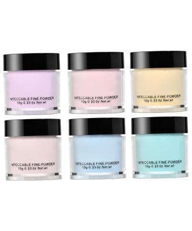 6pcs Dip Powder 6 couleurs en acrylique Nail tremper poudre non UV/lampe LED Kit de bricolage requis pour les d butants Salon de bricolage manucure