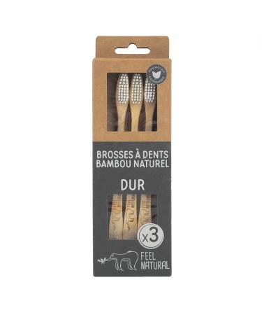 FEEL NATURAL Set of 3 hard toothbrushes 858737 Wood