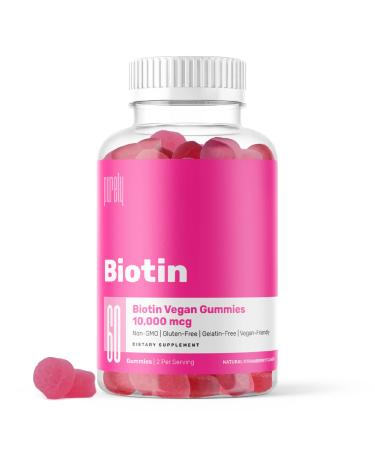 Biotin Gummies Highest Potency 10 000mcg Promotes Healthy Hair Skin & Nails Vitamins for Women Men & Kids - Non-GMO Gluten-Free Gelatin Free Vegan Friendly - 60 Gummies (Pack of 1) 60 Count (Pack of 1)