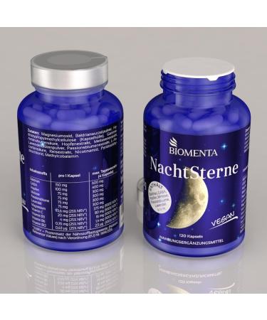 Biomenta Night Star - High Dose Valerian Capsules with Hops GABA & Herbal Complex - Vegan Premium Quality 120 Count - Buy Online on GoSupps.com