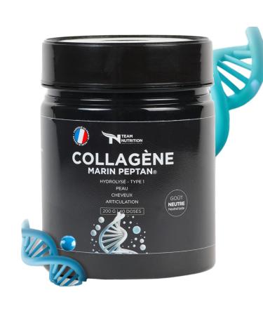 Hydrolyzed Marine Collagen Peptan 2000 Daltons - Type 1 Peptides for Skin Joints and Hair - Dose 5000mg - Instant Solubility Ideal with Hyaluronic Acid - French Brand - 200g