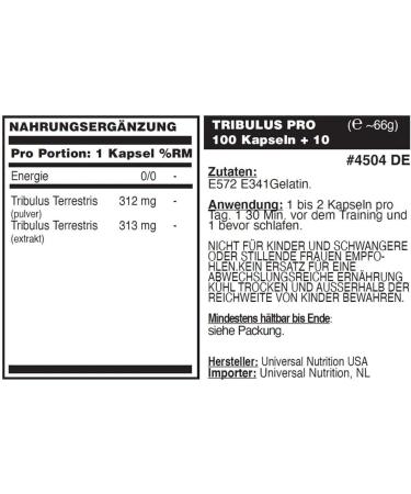 Universal Nutrition Tribulus Pro - Natural Vegetable Hormone Booster for Muscle Growth | 110 Capsules with Saponins & Flavonoids - Buy Online on GoSupps.com