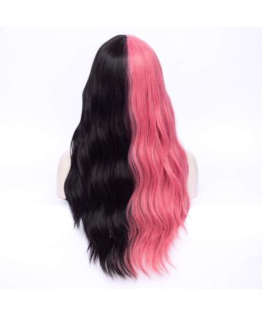 Morticia Long Wavy Wig - Half Pink & Half Black Full Bangs | Melanie Martinez Inspired - International Shipping - Buy Online on GoSupps.com