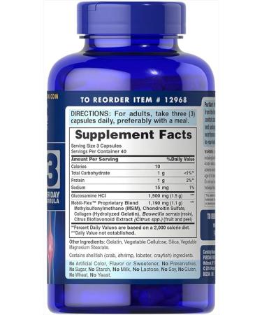 Puritan's Pride Glucosamine Chondroitin & MSM Supplement - 3 Per Day Formula - Buy Online on GoSupps.com
