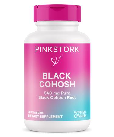Pink Stork Black Cohosh Supplements for Women - Hormone Balance for Fertility & Conception Support - Period Ovulation & Happy Mood Support - 30 Capsules 540 mg Pure Black Cohosh