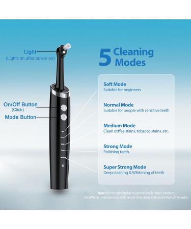 Heartyfly Tooth Polisher: Multifunctional Teeth Whitening Kit, Plaque Remover for a Better Whitening Effect with Regular/Whitening Toothpaste, USB Charging - Black - Buy Online on GoSupps.com
