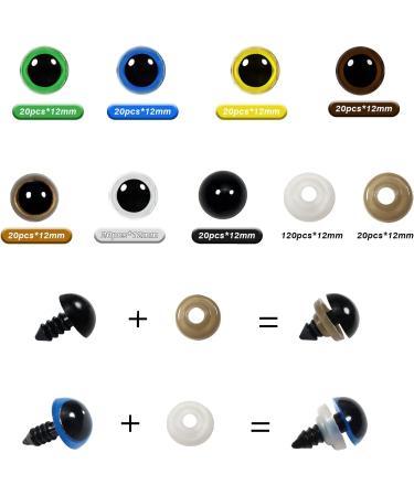 TOAOB 140pcs 12mm Colorful Plastic Safety Eyes with Washers - Ideal for Stuffed Animals, Amigurumis, Crochet Bears, Dolls - Buy Online on GoSupps.com
