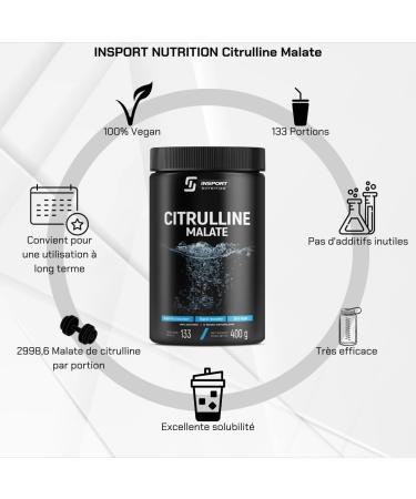 INSPORT Nutrition - Citrulline Malate - Professional Sports Supplement - Pre-Workout Conditioner - Strength and Endurance - 133 servings - 400g powder - Taste: (High Flavorless) - Buy Online on GoSupps.com