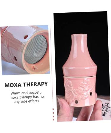 Beavorty Peach Blossom Moxibustion Ceramic Bottle - Smoke-Free Moxa Tank & Chinese Massage Tools - Roller Massager & Gua Sha Cup in Pink Fabric Box - Buy Online on GoSupps.com
