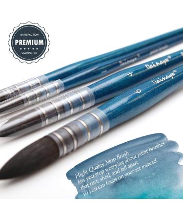Dainayw Professional Watercolor Brushes Set - Squirrel & Horse Hair Blend Round Brush for Gouache Painting - 4 Sizes - Blue Handle - Buy Online on GoSupps.com