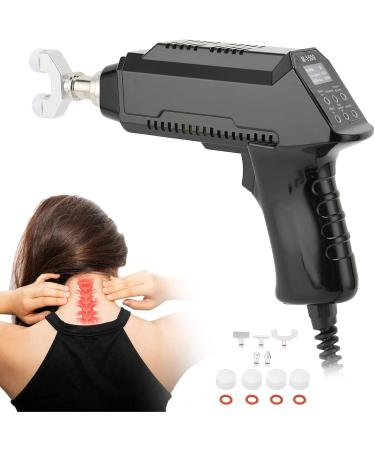 Chiropractic Adjustment Tool - Electric Vertebral Massage Device with 6 Massage Heads & 30 Adjustable Stages - Body Relaxation Pistol (Black EU) - Buy Online on GoSupps.com