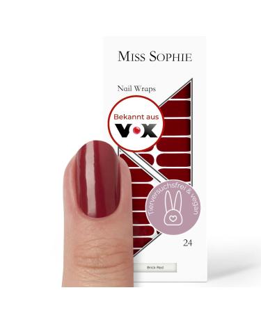 Miss Sophie Nagel film - Brick Red - single -colored red nail wraps - 24 ultra -thin self -adhesive long -lasting nail foils Brick Red 24