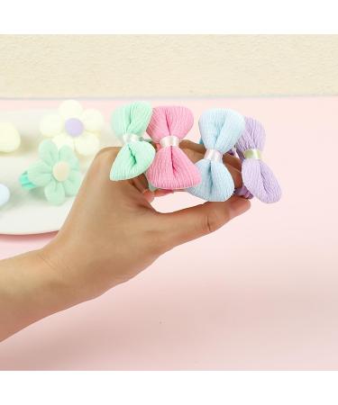Jeffdad Baby Hair Ties for Girls - 24pcs Soft Seamless Bows and Flowers Toddler Elastic Hair Bands - Ponytail Holder for Baby Girls, Infants, Kids - No Damage Hair Accessories - Buy Online on GoSupps.com