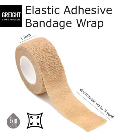 Self Adhesive Bandage Wrap 5 Yards - Breathable Cohesive Athletic Bandages for Sports Injuries (1 Inch 12 Pack Tan) - Ideal for Ankle Knee & Wrist Sprains - International Shipping Available - Buy Online on GoSupps.com