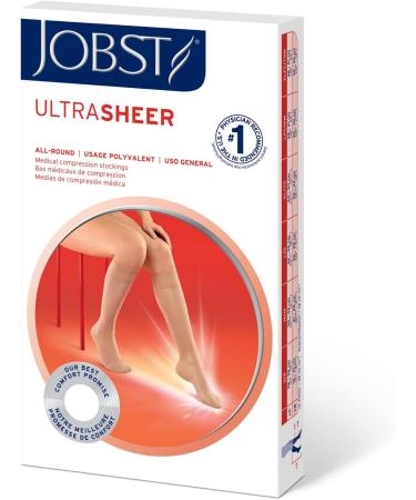 JOBST UltraSheer Knee High Compression Stockings - SoftFit Technology 15-20 mmHg Closed Toe Natural Large (1 Pair) - International Shipping Available - Buy Online on GoSupps.com