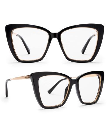 DIFF Eyewear Becky IV Cat Eye Designer Oversized Sunglasses for Women UV400 Protection Tortoise Trendy Colors Black