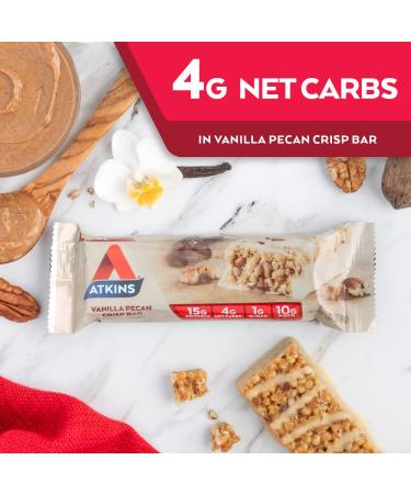 Atkins Vanilla Pecan Crisp Protein Meal Bar - Keto Friendly (5 Count) - Buy Online on GoSupps.com