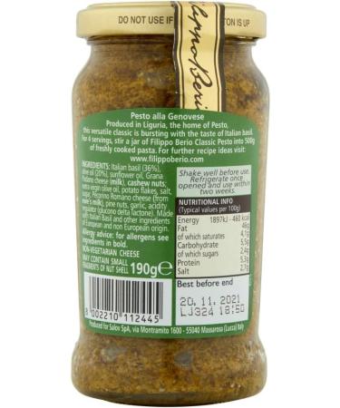 Filippo Berio Classic Green Pesto 190g - Authentic Italian Flavor in a Convenient Pack of 1 - Buy Online on GoSupps.com