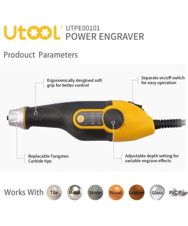 UTOOL Engraver Pen with Letter/Number Stencil  24W Handheld Etching Tool for Wood Metal Glass Engraving with 4 Replaceable Tungsten Carbide Steel Bits - Buy Online on GoSupps.com
