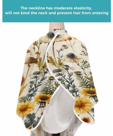 Yellow Mushroom Barber Cape - Adjustable Floral Hair Cutting Cape for Men Women & Kids | Retro Sunflower Design | 55x63 Inch Hairdressing Accessory - Buy Online on GoSupps.com