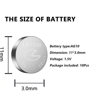 LR1130 Battery AG10 189 LR54 389A L1131 L1130 SR1130W SR54 Alkaline LR1130 Button Cell Batteries (30pcs) - Buy Online on GoSupps.com