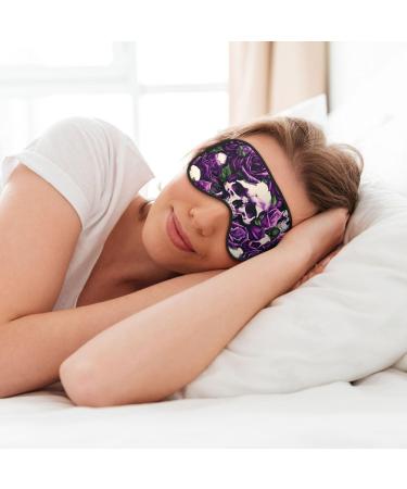 SSIMOO Purple Rose Skull Print Eye Mask - Double-Sided Soft & Light Blocking for Sleep Quality - International Shipping - Buy Online on GoSupps.com