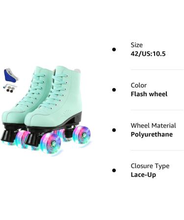High Top Leather Women's Roller Skates | Adjustable Double Row Skates with Flash Wheels | Perfect for Beginners and Adults | Includes Carry Bag | Size 40/US 9 - Buy Online on GoSupps.com